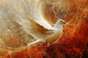 Obraz premium International Week of Science and Peace. World Science Day for Peace and Development. Illustration with a white dove symbol of peace.