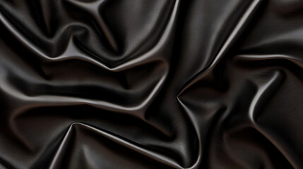 Fototapeta premium Close-up of luxurious black fabric with elegant drapes and folds, perfect background texture for design or fashion.