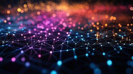 Fototapeta premium Abstract network of glowing dots and lines. .