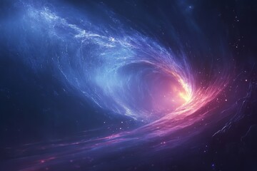 Abstract background of pink and blue space stains. Wallpaper with cosmic dust, galaxies and glow.