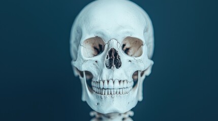 Obraz premium Detailed Anatomy of a Human Skull on Blue Background