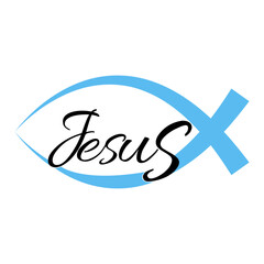 Minimalistic vector symbol of fish used by Early Christians as a sign of recognition to indicate the Saviour Jesus Christ