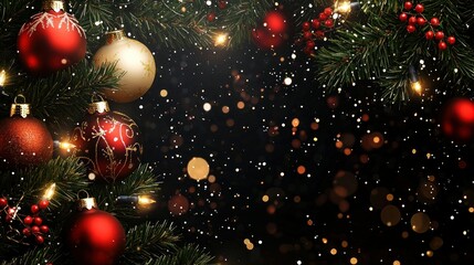 A festive holiday background with a mix of Christmas and New Year's elements on a transparent background. 