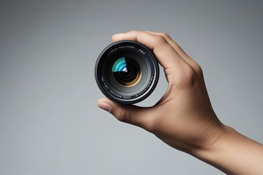 Fresh Hand Holding a Lens: A Halftone Design to Enhance Sight and Perspective