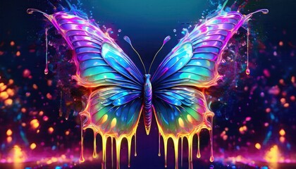 Butterfly painting images, color Explosion Butterfly Art with Glowing Effect