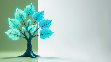 Obraz premium Glowing Smart Tree with Negative Space