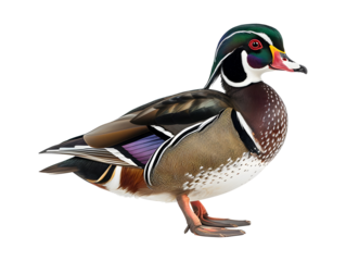 North American male wood duck isolated on transparent background