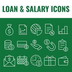 Loan and Salary icons set vector. loan icons vector. salaries income loan money vector icons.