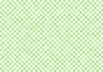 市松模様 格子柄　背景 模様 テキスタイル イラスト　緑