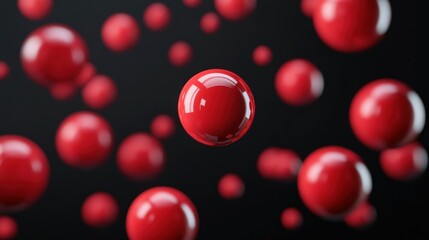 Abstract red spheres floating in mid-air against a black background.