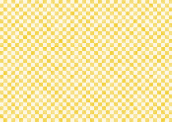 市松模様 格子柄　背景 模様 テキスタイル イラスト　黄色