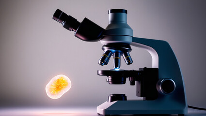 Naklejka premium Microscope on Grey Background