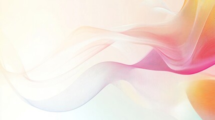 Fototapeta premium Abstract wavy lines in pink, orange, and white, a gradient of color and movement.