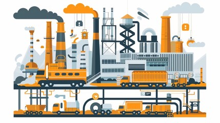 Obraz premium Minimalistic Flat Design for Heavy Industry Concept