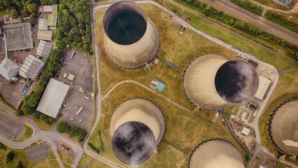 view of power station cooling towers fossil fuels energy 