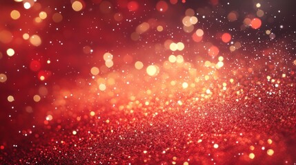 Fototapeta premium Red glitter background with blurry lights.