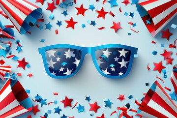 Obraz premium INDEPENDENCE DAY U.S Poster design, realistic, HD, copy space with generatife ai