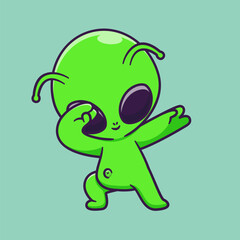 Fototapeta premium Cute Alien Dabbing Cartoon Vector Icon Illustration. Science Holiday Icon Concept Isolated Premium Vector. Flat Cartoon Style