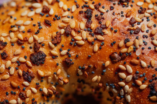 close up of everything bagel texture