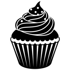 Cupcake silhouette vector art illustration on white background