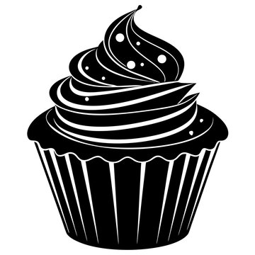 recommend clip art: Cupcake silhouette vector art illustration on white background