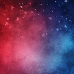 smokey background with stars and red and blue gradient with copy space