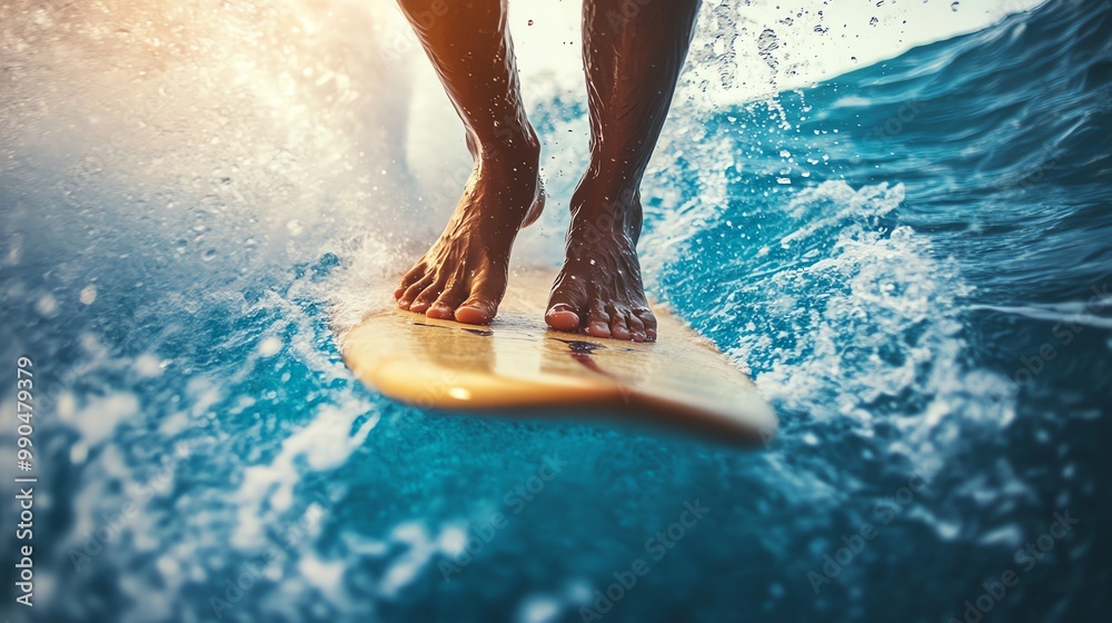 Canvas Prints A surfer rides a wave.