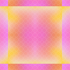 Seamless pattern. Blurred gradient background in pink and orange color scheme with a subtle Arabic pattern over a gradient background. For banners, posters, website design.