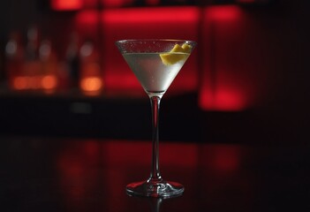 Martini dry glass against night club background