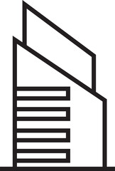 Urban Office Building Icon Line Art
