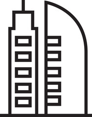 Urban Office Building Icon Line Art

