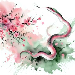Obraz premium Serpentine Elegance Amidst Blossoms