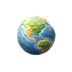 Earth or globe 3d icon cartoon style floating isolated on transparent background