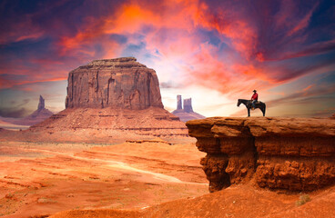 Monument Valley with Horseback rider © Brad Pict
