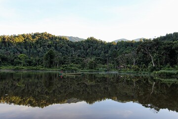 Enjoy the tranquility and beauty of the lake in the morning.