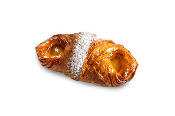 Puff Pastry with Apricot, Freshly Baked Fruit Pie over Isolated Background