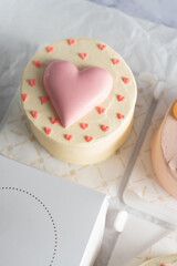 Cakes Assortment, Different Bento Cakes on Bright Background