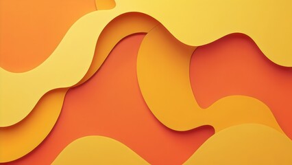 Fototapeta premium A colorful abstract paper cut design featuring smooth, wavy layers of orange, yellow and red hues background. 