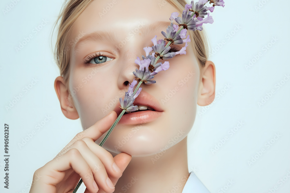 Wall mural Natural Beauty Editorial with Lavender Flower