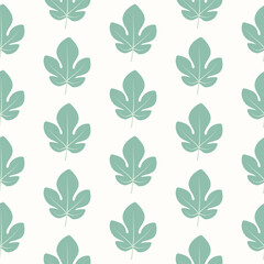 Seamless pattern with fig leaves on isolated background. Hand drawn design for Autumn harvest holiday, Thanksgiving, Halloween, seasonal, textile, scrapbooking, paper crafts.