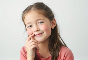 Shy Smile Flushed Cheeks A gentle smile touching her lips accomp