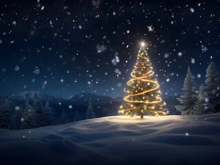 minimalist Christmas background with of a Christmas tree