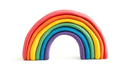 Obraz premium Playful rainbow made of colorful clay on a white background.