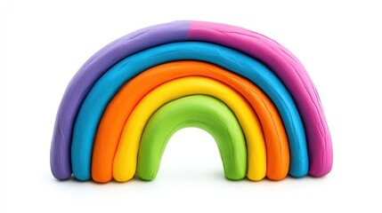 Fototapeta premium Colorful Playdough Rainbow Arc Isolated on White Background.