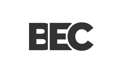 BEC logo design template with strong and modern bold text. Initial based vector logotype featuring simple and minimal typography. Trendy company identity.