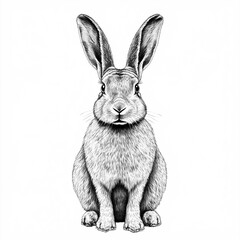 Obraz premium Illustration of a Expressive Sitting Rabbit - Generative AI