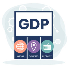 GDP - gross domestic product business concept background. vector illustration concept with keywords and icons. lettering illustration with icons for web banner, flyer, landing page, presentation