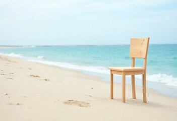Empty chair on sandy beach