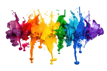 color explosion in rainbow paint isolated on white or transparent png