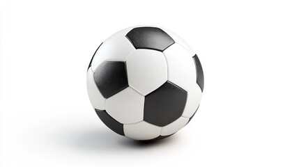 Naklejka premium Close-up of a classic black and white soccer ball isolated on a white background.